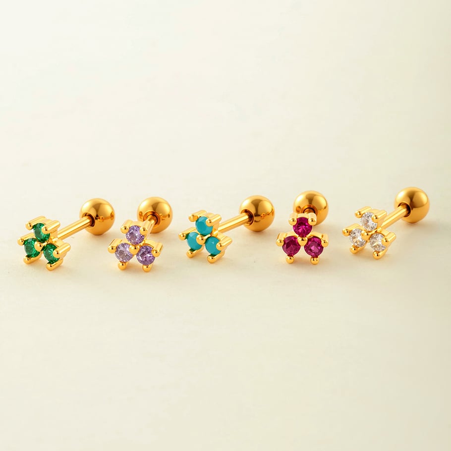 1 Pair Simple Series Simple Geometric Copper   Gold Color  Zircon Women's Piercings Earrings Picture7