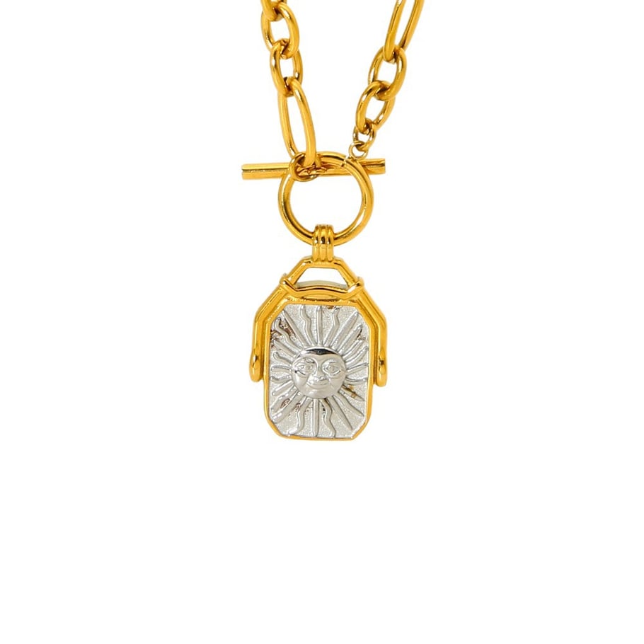 1 Paar Retro-Halsketten mit Sonne-/Mond-Anhänger aus Edelstahl in Goldfarbe für Unisex Bild5