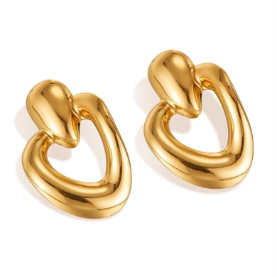 1 paio di orecchini a bottone da donna in acciaio inossidabile color oro, serie semplice, adatti a tutti i giorni h5 
