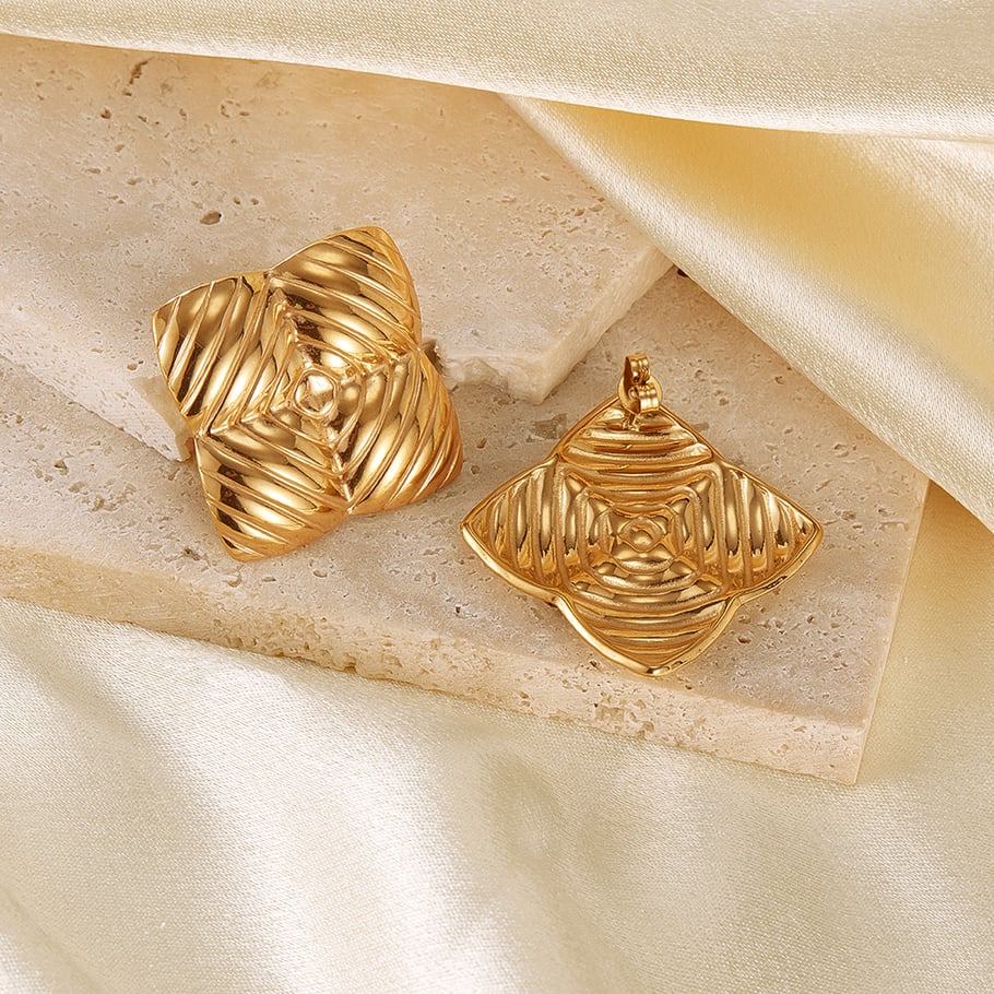 1 Paar Simple Series Tägliche geometrische Edelstahl Goldfarbene Damen-Ohrstecker Bild6