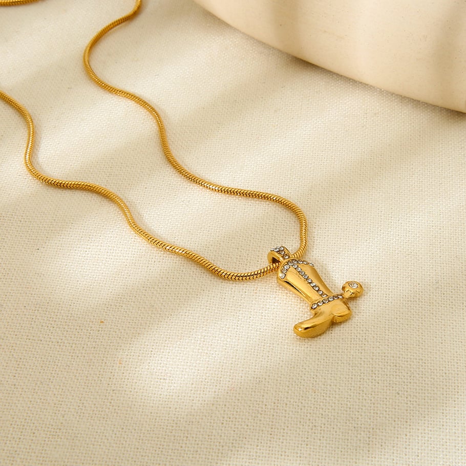 1 Paar Halsketten mit Anhänger im Retro-Stil der klassischen Serie aus Edelstahl in Goldfarbe mit Zirkonia für Unisex Bild2