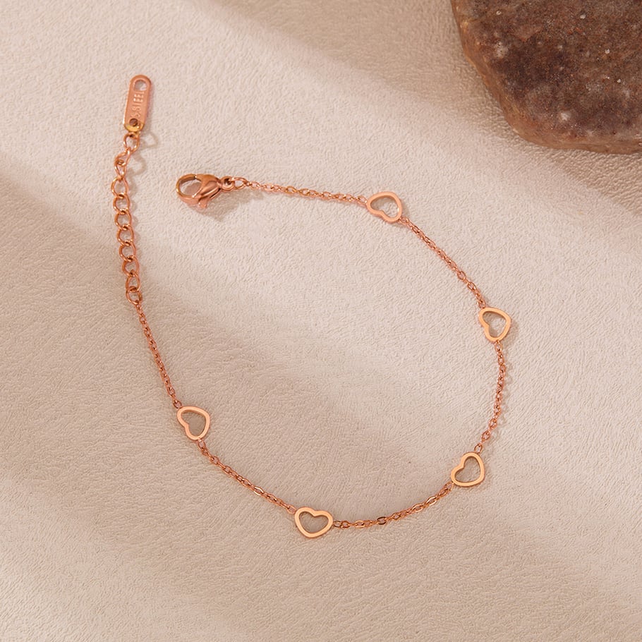 Einfache Herz-Kettenarmbänder aus Edelstahl Bild6