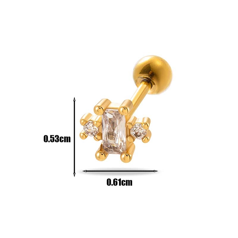 1 Piece Simple Series Simple Heart Copper Gold Color Zircon Women's Piercings Earrings h5Picture2