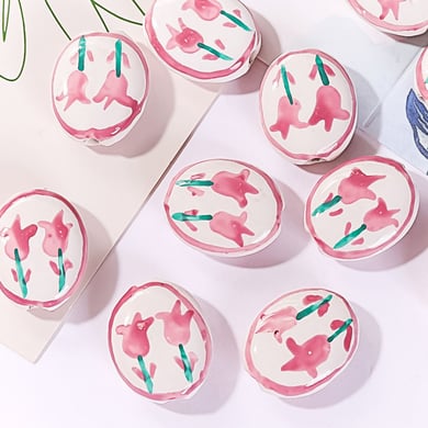 1 pièce de perle en céramique rose pour bijoux à faire soi-même h5 Image3