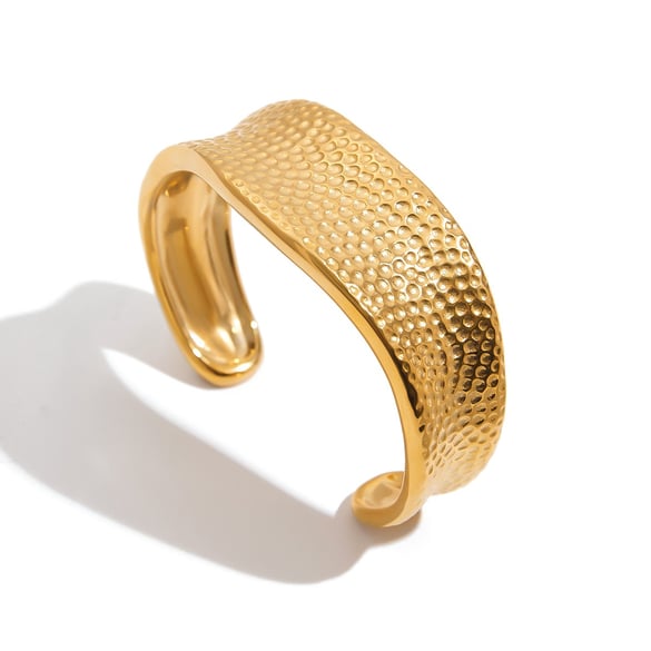 Semplici bracciali a polsino in acciaio inossidabile color oro 2