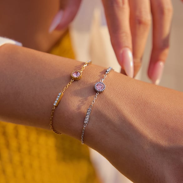 Eenvoudige roestvrijstalen armbanden met gouden bedel 2