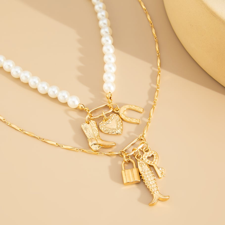 Retro Heart Alloy Layered Necklaces Picture6