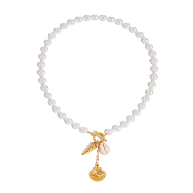 Oceanic Stainless Steel Gold Color Shell Beaded Necklaces h5 