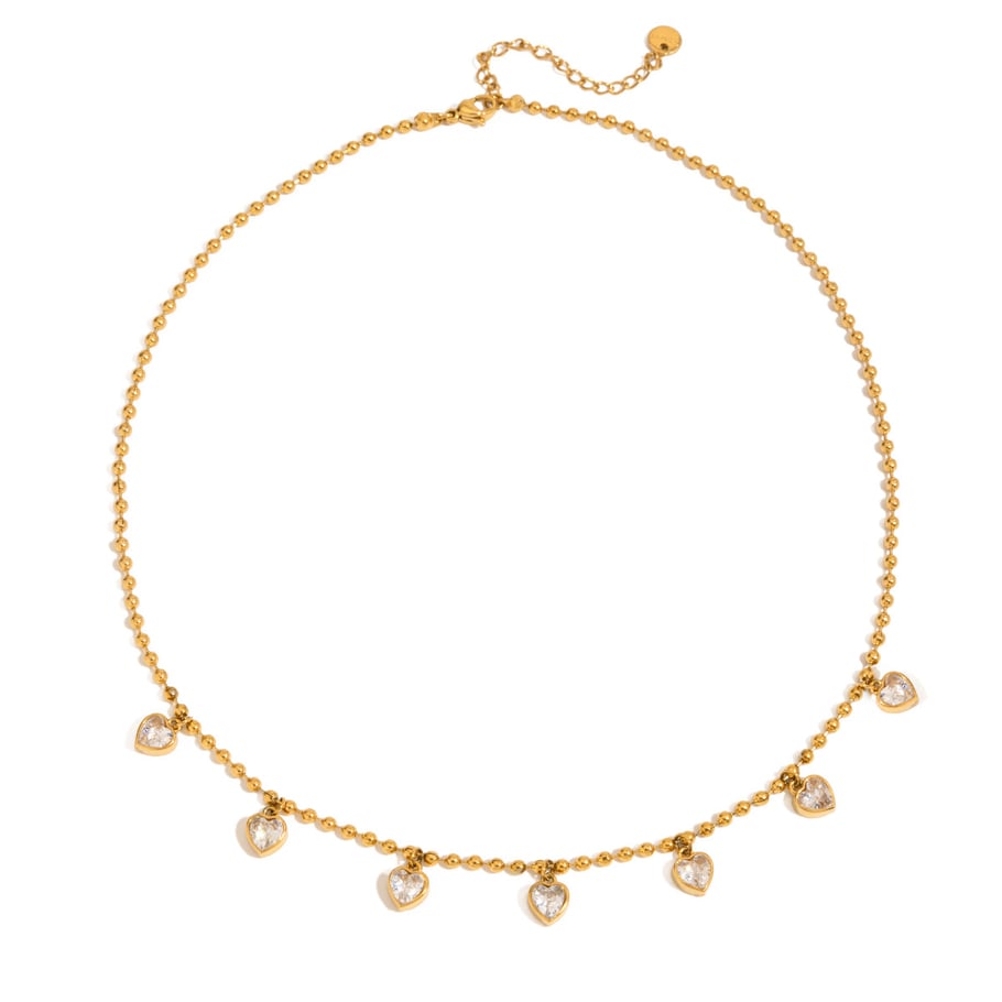 Simple Heart Stainless Steel Gold Color Pendant Necklaces 