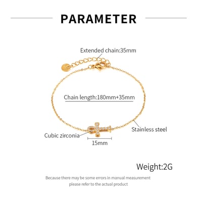 Kreuz Edelstahl Gold Farbe Charm Armbänder h5 Bild2