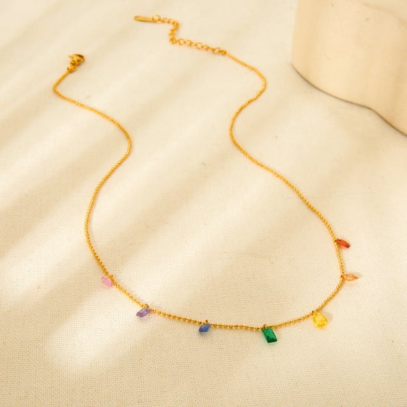 1 paio di collane con ciondolo da donna in acciaio inossidabile color oro con motivo geometrico semplice, stile quotidiano