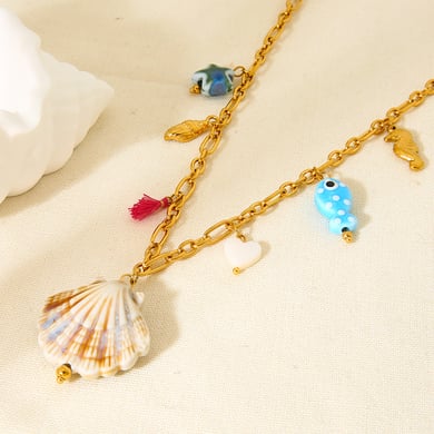 Luxuriöse Serie Vacation Turtle Edelstahl Gold Farbe Damen Anhänger Halsketten h5 Bild3