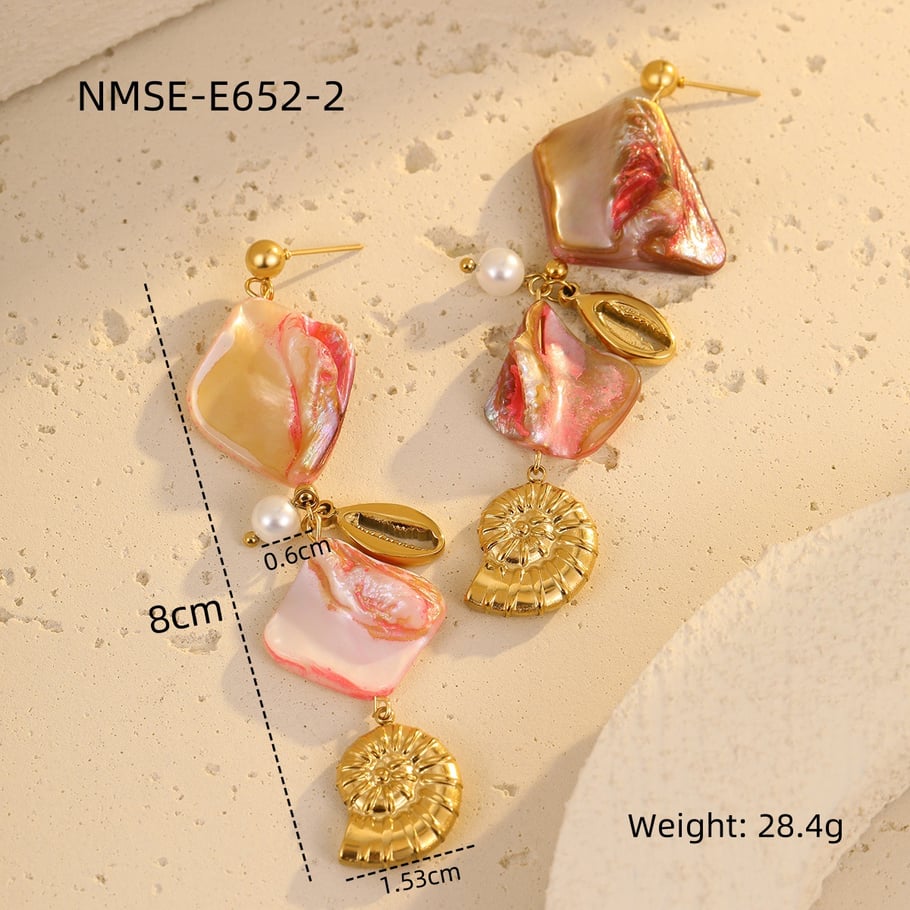1 pieza de pendientes geométricos de acero inoxidable para mujer con diseño de vacaciones Imagen2