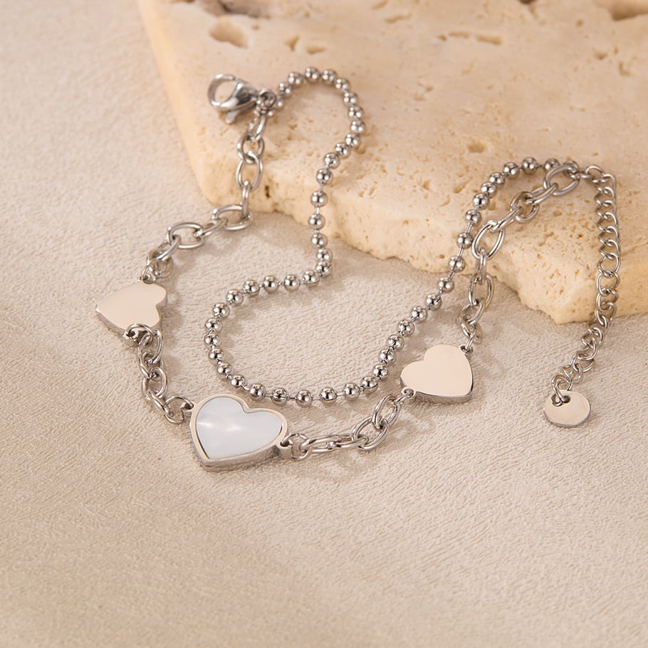 Sweet Heart Stainless Steel Gold Color Charm Bracelets Picture2