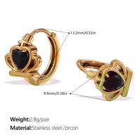 EH1056BKG Pendientes pequeños de oro y circonitas negras Imagen5