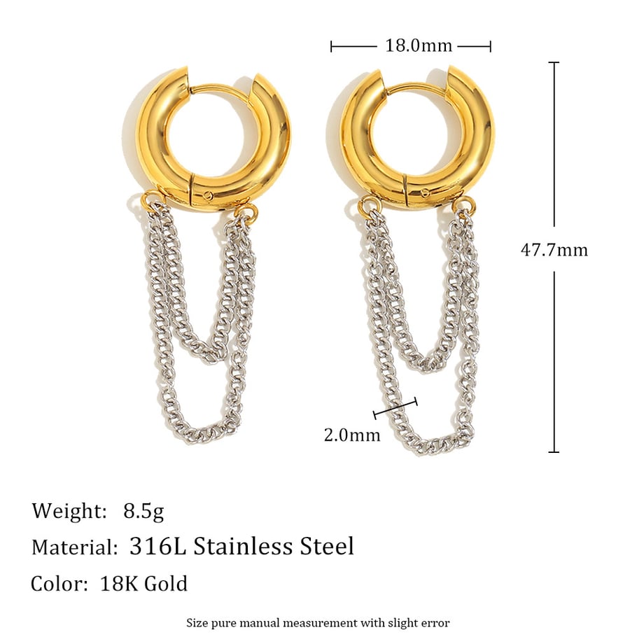 Simple Series Simple Tassel Stainless Steel Women's Hoop Earrings h5Picture4