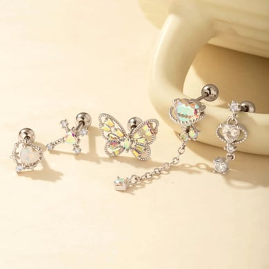 1 Çift Basit Seri Basit Kalp Bakır Altın Rengi Zirkonyum Kadın Piercing Küpe h5 Resim7