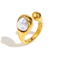 Anello aperto con testa di serpente in imitazione perla - Oro 