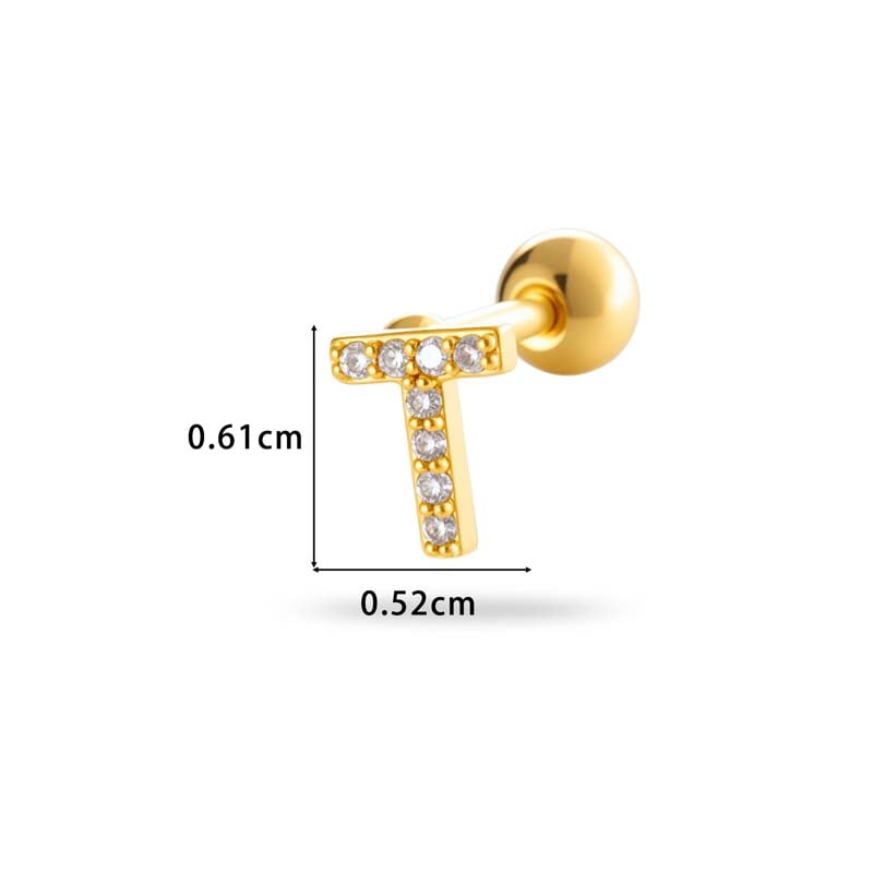 1 Paar Simple Series Simple Letter Kupfer Gold Farbe Zirkon Damen Piercings Ohrringe Bild2