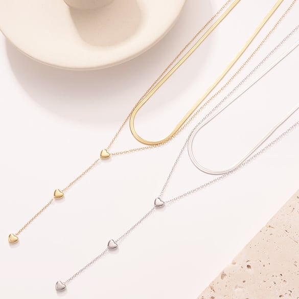 Leichte Herz Edelstahl Gold Farbe Damen Layered Halsketten