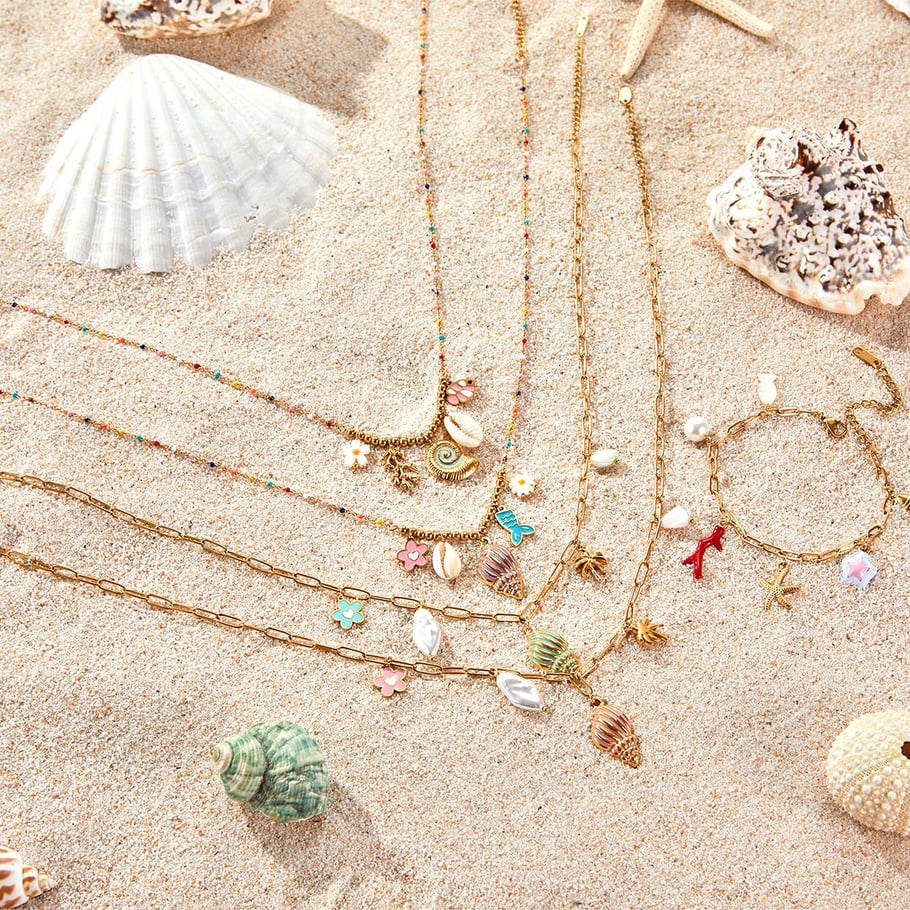 Collares para mujer estilo resort con colgante de temática oceánica Imagen4