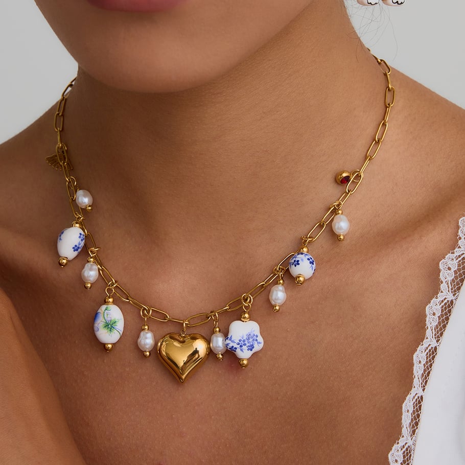 Ins Style Blume Edelstahl Gold Farbe Anhänger Halsketten Bild6
