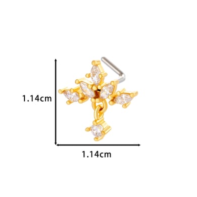 1 pièce de piercing de nez design en cuivre doré et zircon pour femme h5 Image2