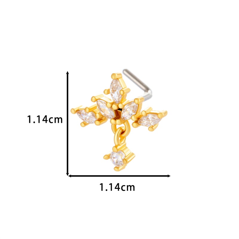 1 pièce de piercing de nez design en cuivre doré et zircon pour femme Image2