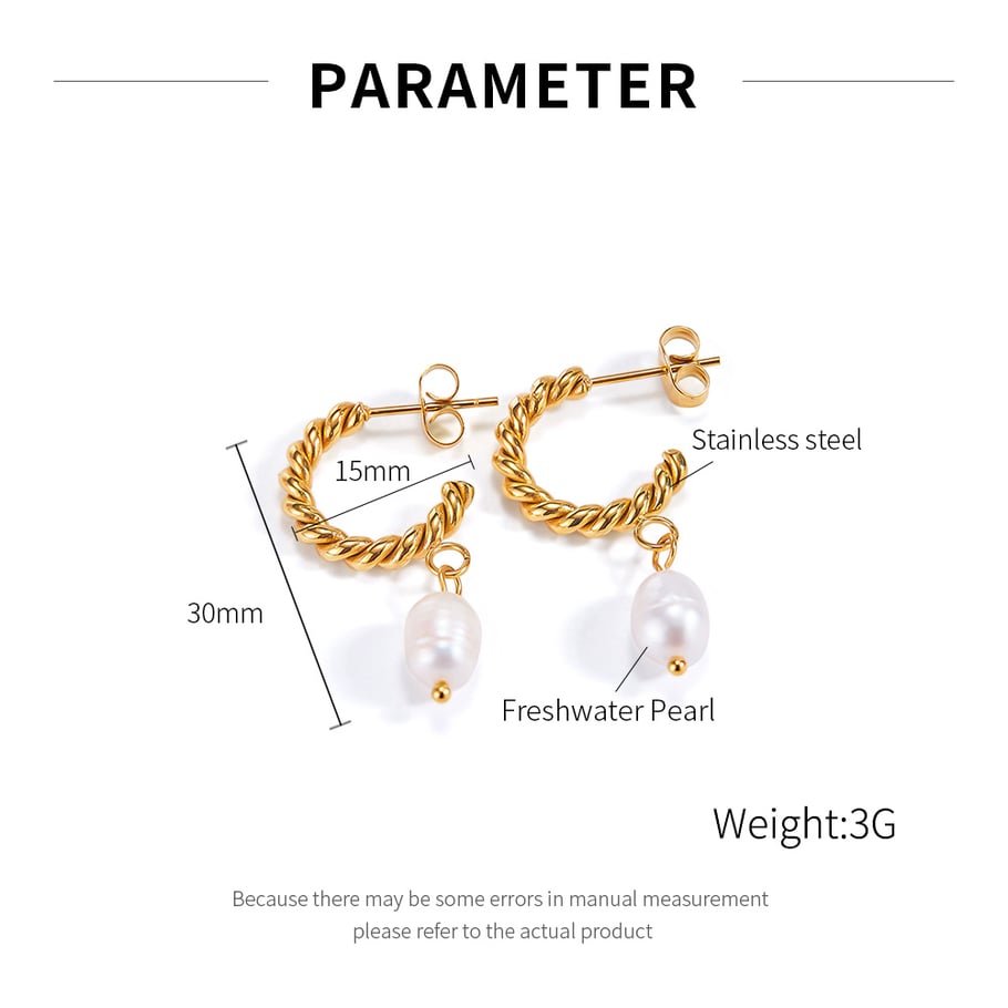 1 Paar einfache Serie täglich geometrische Edelstahl Gold Farbe Damen Tropfen Ohrringe Bild2