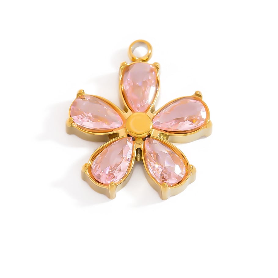 Glänzende Blume Edelstahl Gold Farbe frauen Anhänger h5Bild6