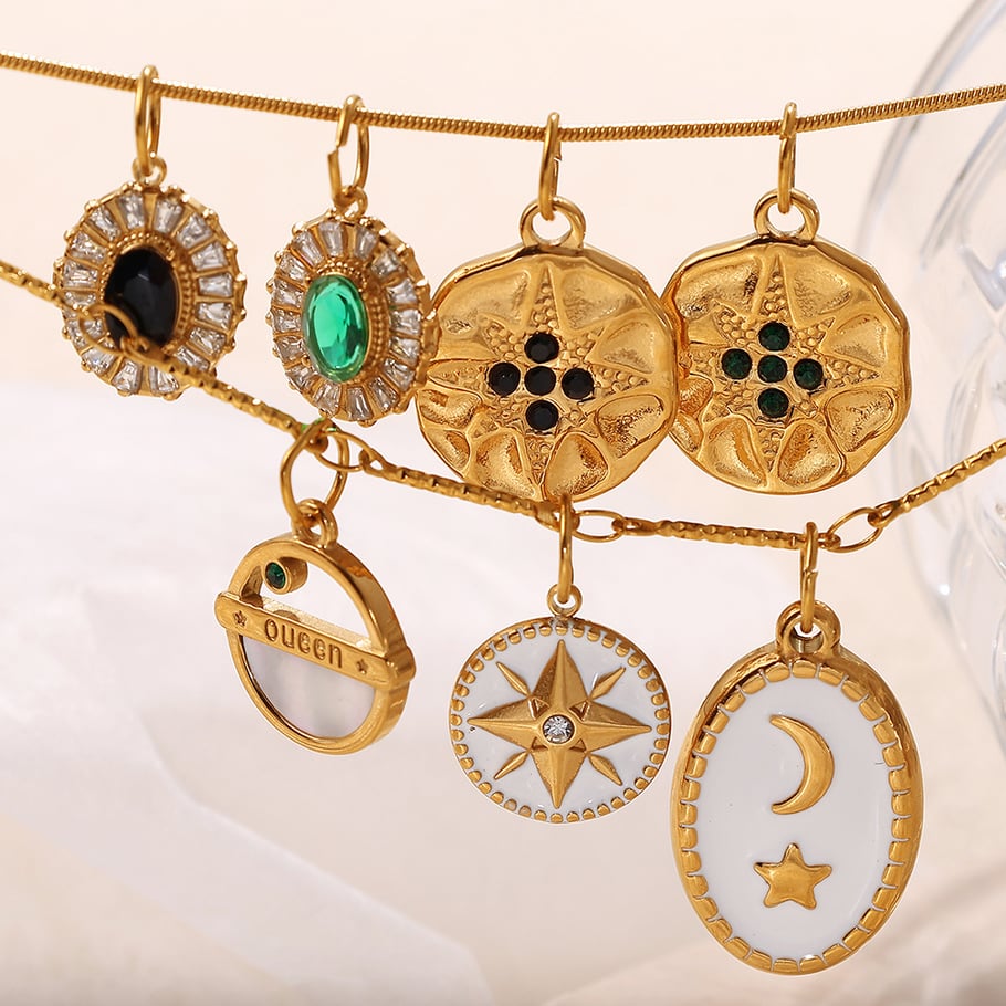 Retro Sun&Moon Stainless Steel Gold Color Pendants Picture2