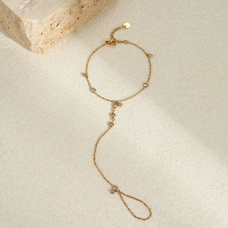 1 Paar einfache Serie elegante Kette Edelstahl Gold Farbe Damen Kettenarmbänder Bild4