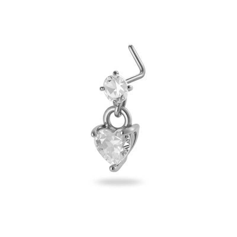 1 paire de piercings de nez pour femme en forme de cœur simple, couleur cuivre et or, zircone 