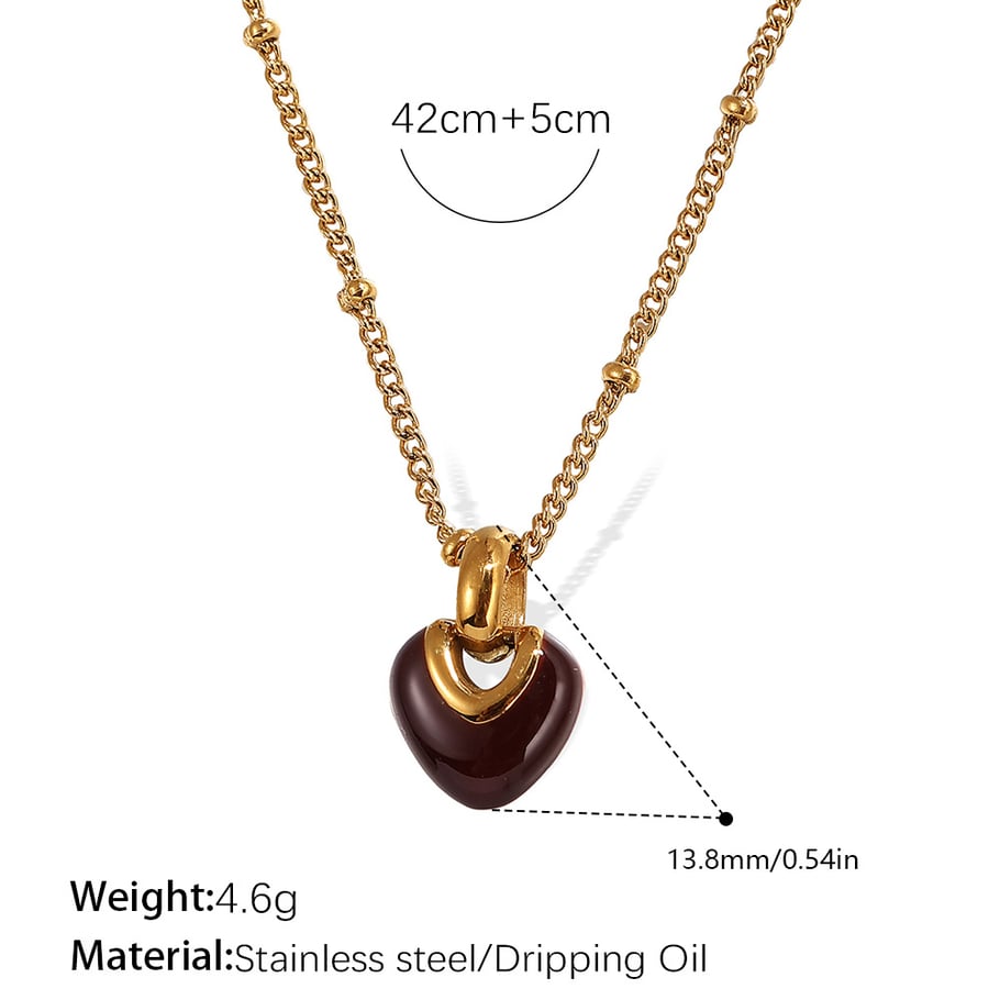 Retro Heart Stainless Steel Gold Color Pendant Necklaces 
