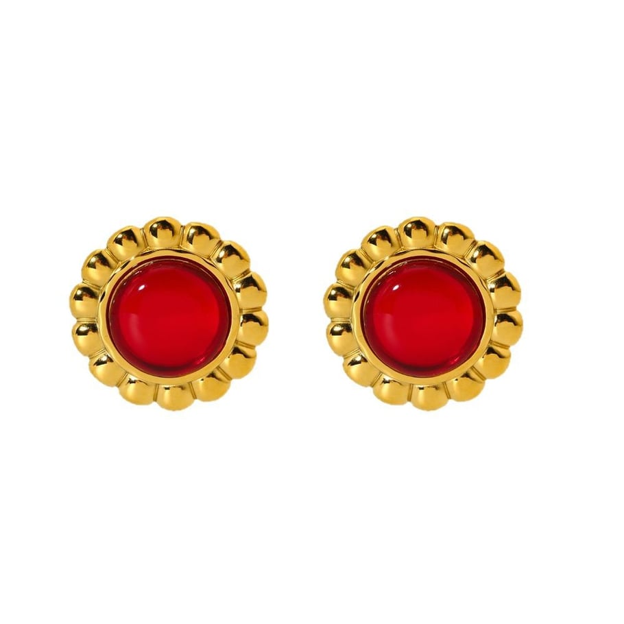 High End Retro Red And Green Elliptical Women's Stud Earrings h5Picture5