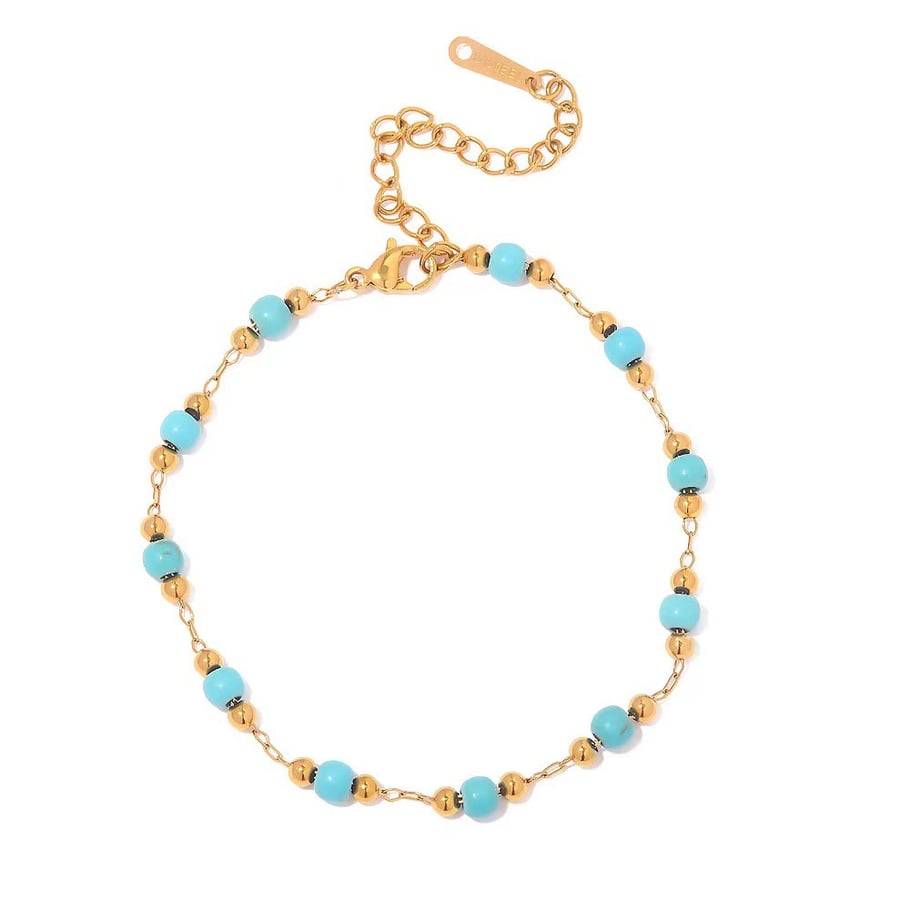 Pulseras de acero inoxidable color dorado con corazón diario de la serie Simple Imagen3