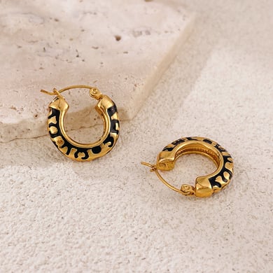 1 par de pendientes de botón de acero inoxidable dorados con diseño geométrico retro de serie simple para mujer h5 Imagen5