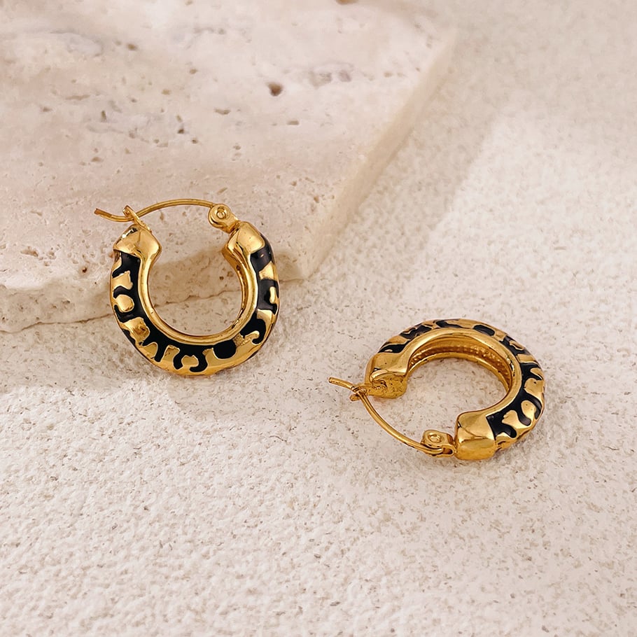 1 par de pendientes de botón de acero inoxidable dorados con diseño geométrico retro de serie simple para mujer Imagen5
