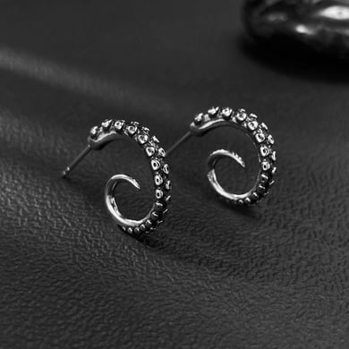 Designable Octopus Tentacle Stainless Steel Men's Earrings h5 Picture2