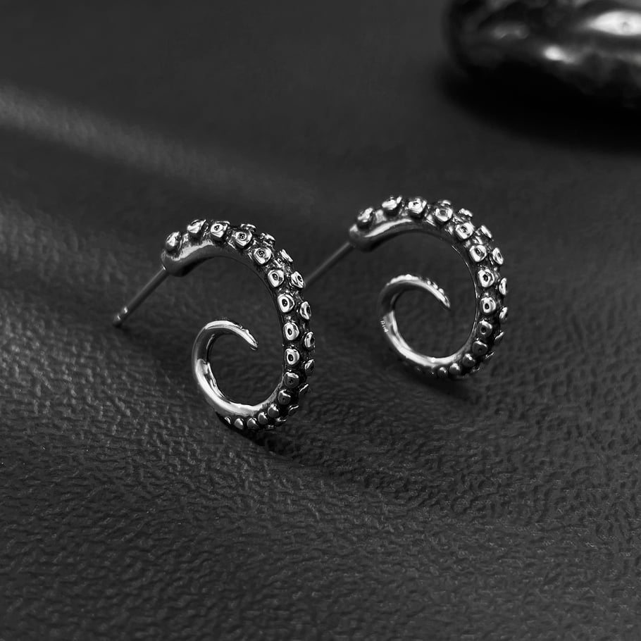 Designable Octopus Tentacle Stainless Steel Men's Earrings Picture2