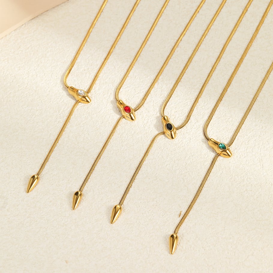 Colliers à pendentif animal rétro en acier inoxydable et zircon pour femme, série simple Image2