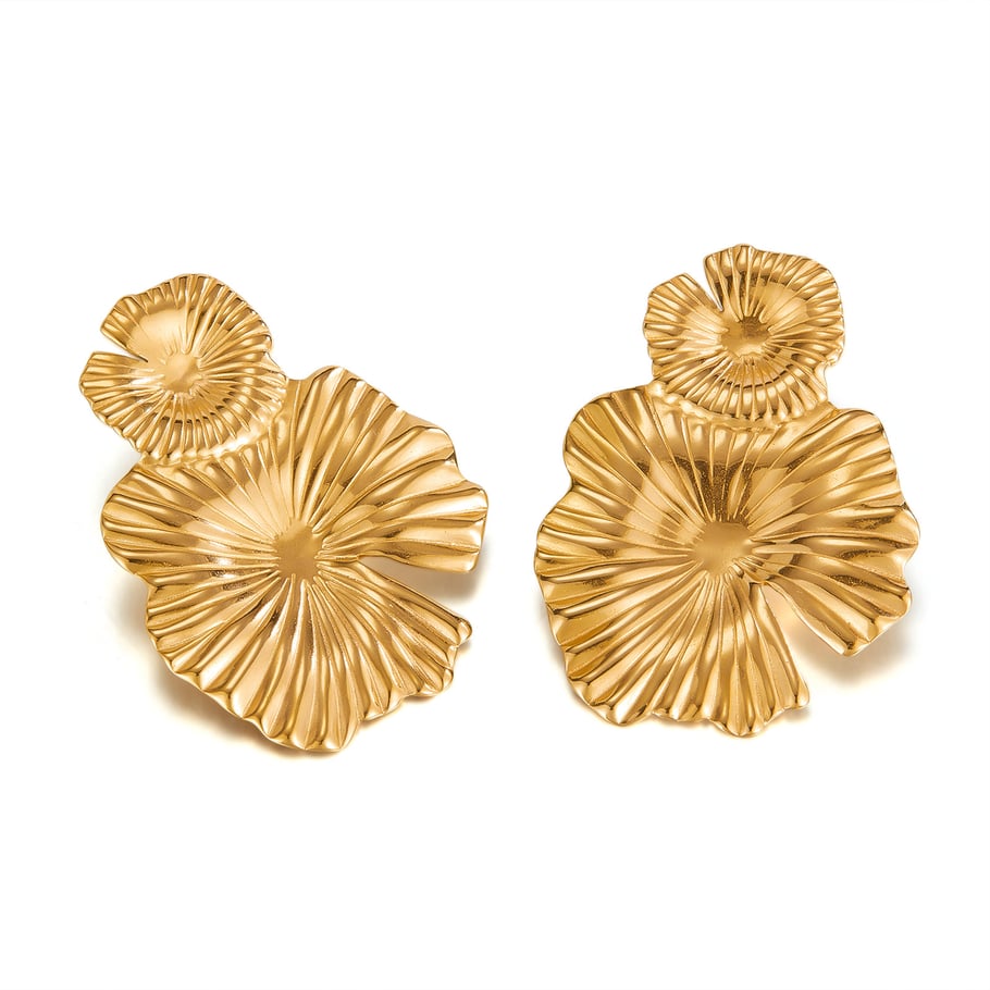 1 Pair Simple Series Daily Plant Stainless Steel Gold Color Women's Stud Earrings