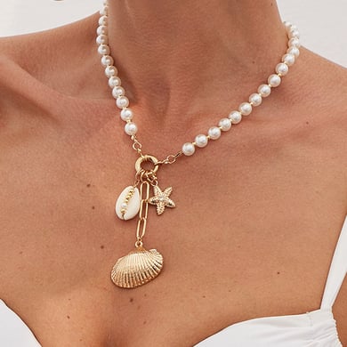 Shell Alloy Beaded Necklaces h5 Picture4