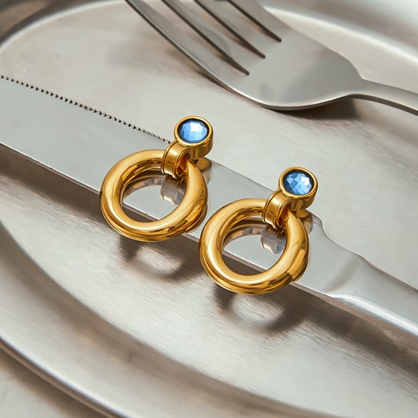Simple Stainless Steel Gold Color Drop Earrings 2