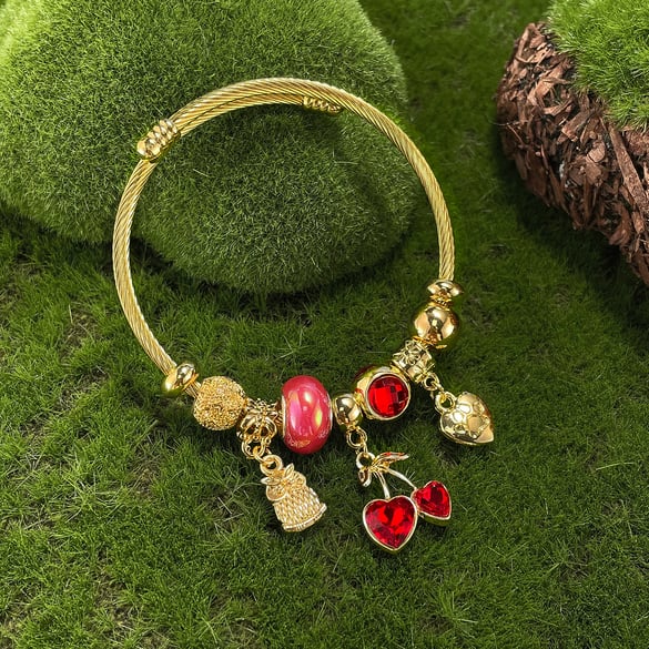 Süße Kirsche Gold Farbe Manschette Armbänder