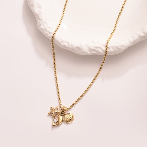 Colliers à pendentif en acier inoxydable doré pour femme, motif dauphin de vacances