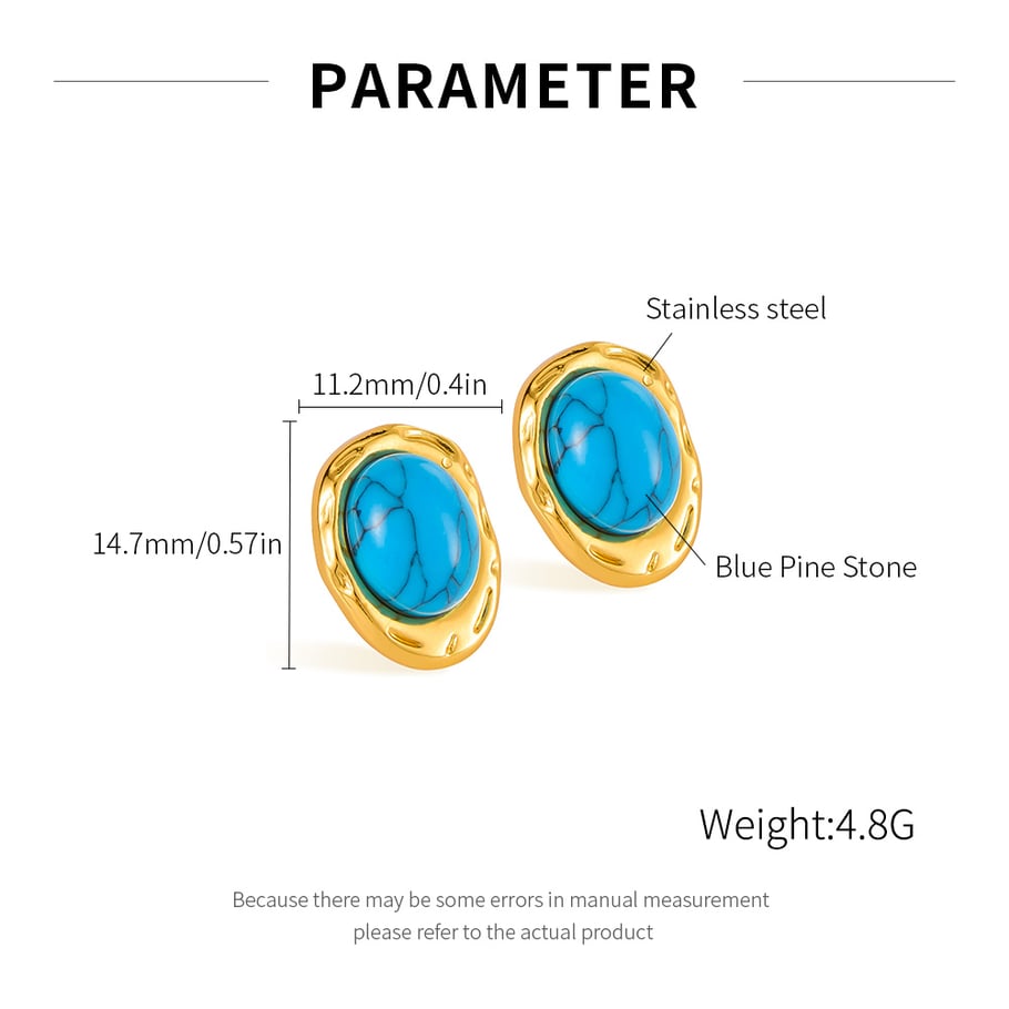 1 par de pendientes de botón de acero inoxidable dorados con diseño geométrico informal de serie simple para mujer Imagen7