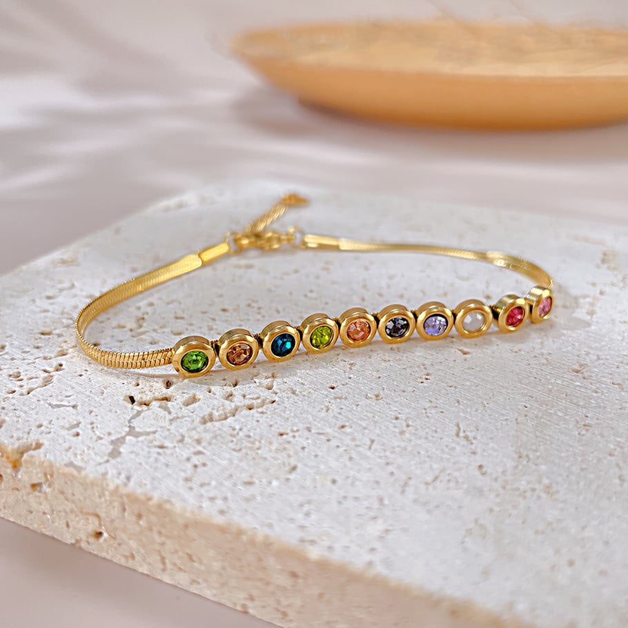 1 Stück Simple Series Tägliche geometrische Edelstahl Goldfarbene Damen-Kettenarmbänder Bild4