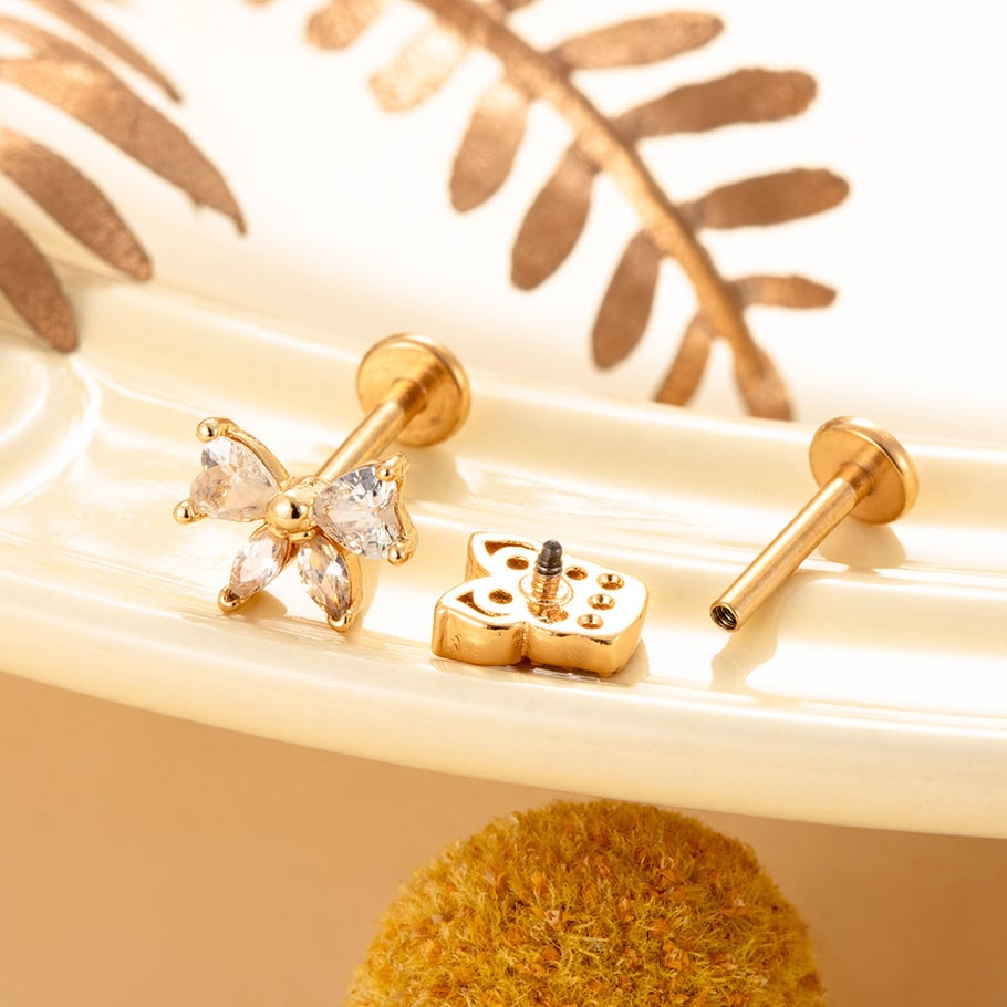 1 Pair Simple Series Simple Heart Copper   Gold Color  Zircon Women's Piercings Earrings Picture7
