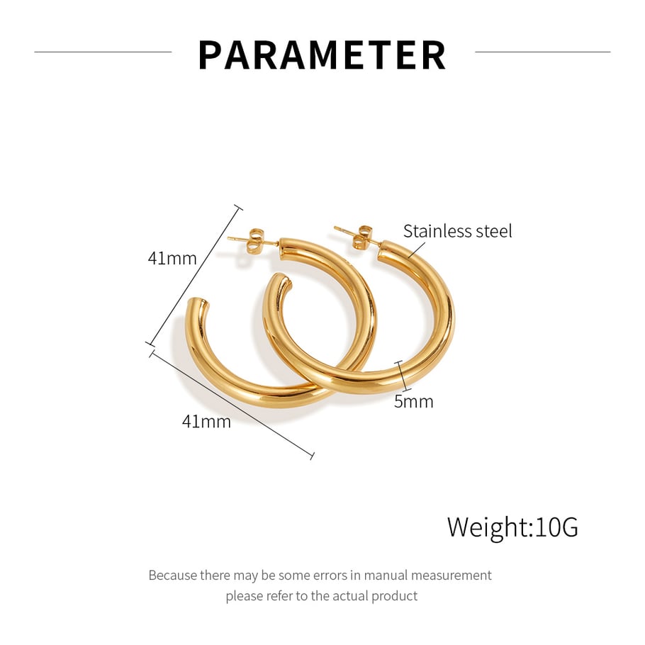 1 Paar Simple Series Tägliche geometrische Edelstahl Goldfarbene Damen-Ohrstecker Bild2